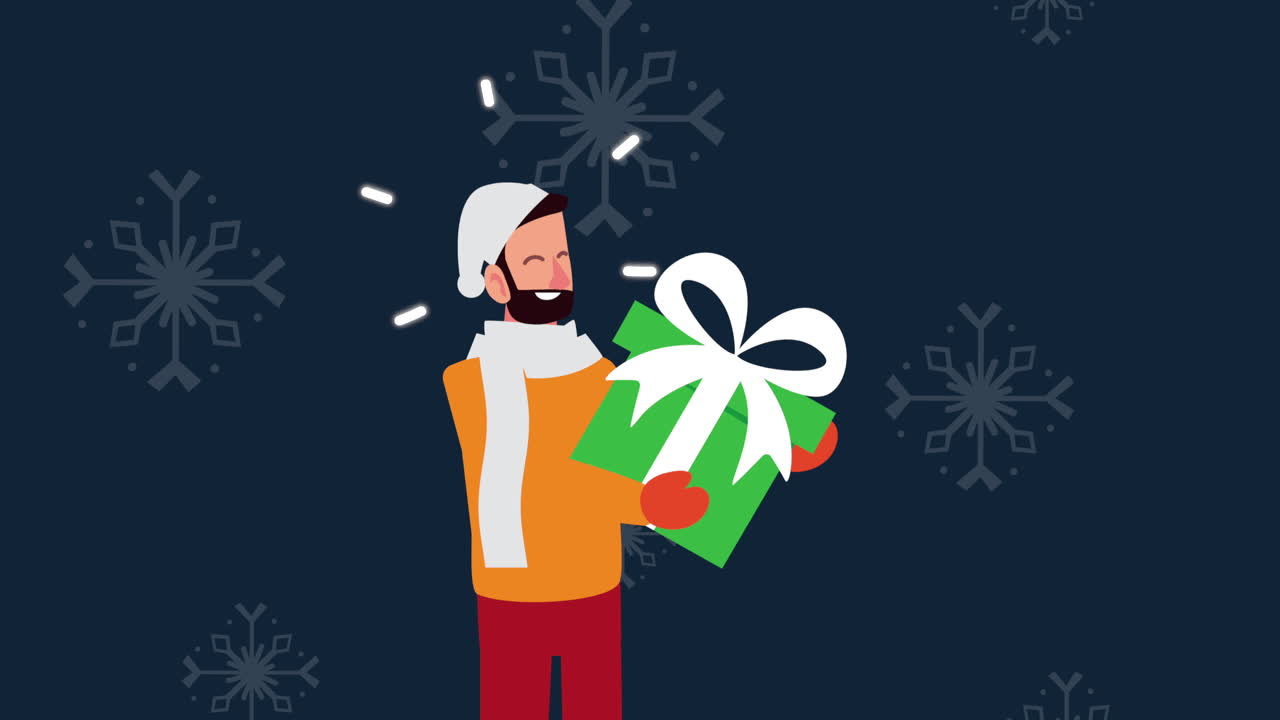 크리스마스 선물을 받는 행복한 남자