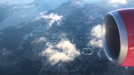 view from an airplane flying