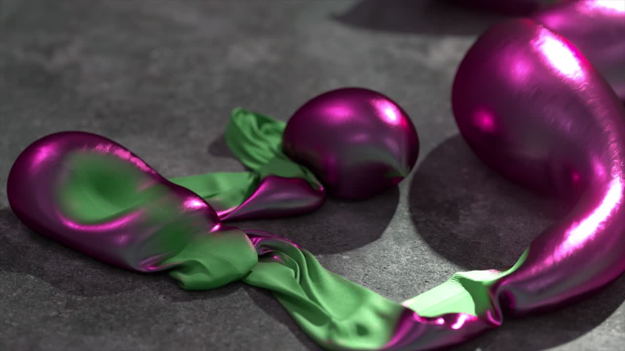 фиолетовые и зеленые металлические шарики