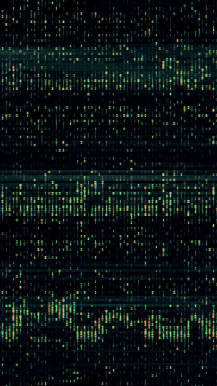 Green Digital Pixels Glitching and Flickering on Black Screen