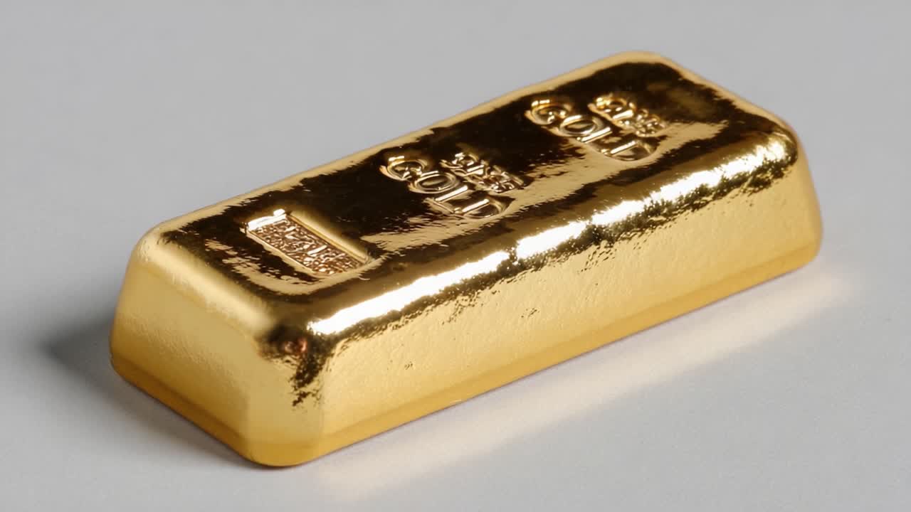 Shiny Gold Bullion Bar Showcasing Its Bright Luster and Smooth Surface, Perfectly Captured in Two Frames to Highlight Its Intricate Detailing and Value