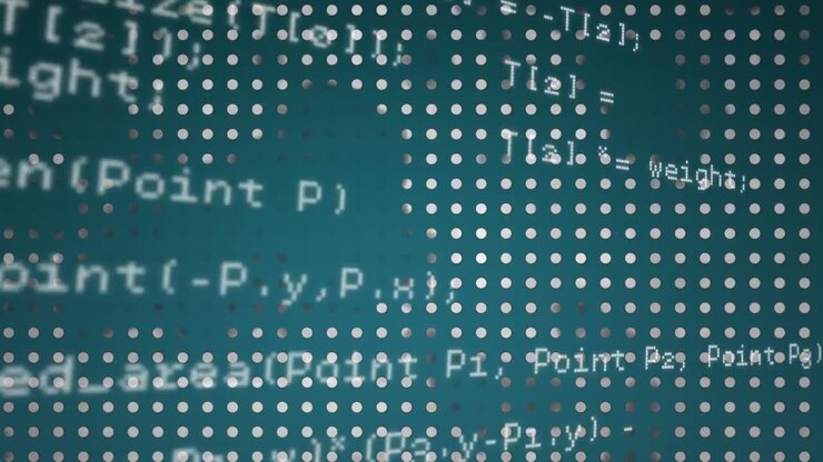 Data scrolling on blue background