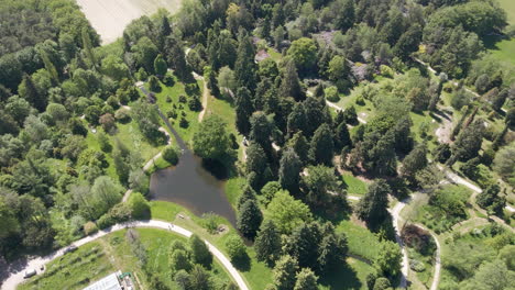 Antena-De-Un-Pequeño-Estanque-En-Un-Hermoso-Parque-Verde