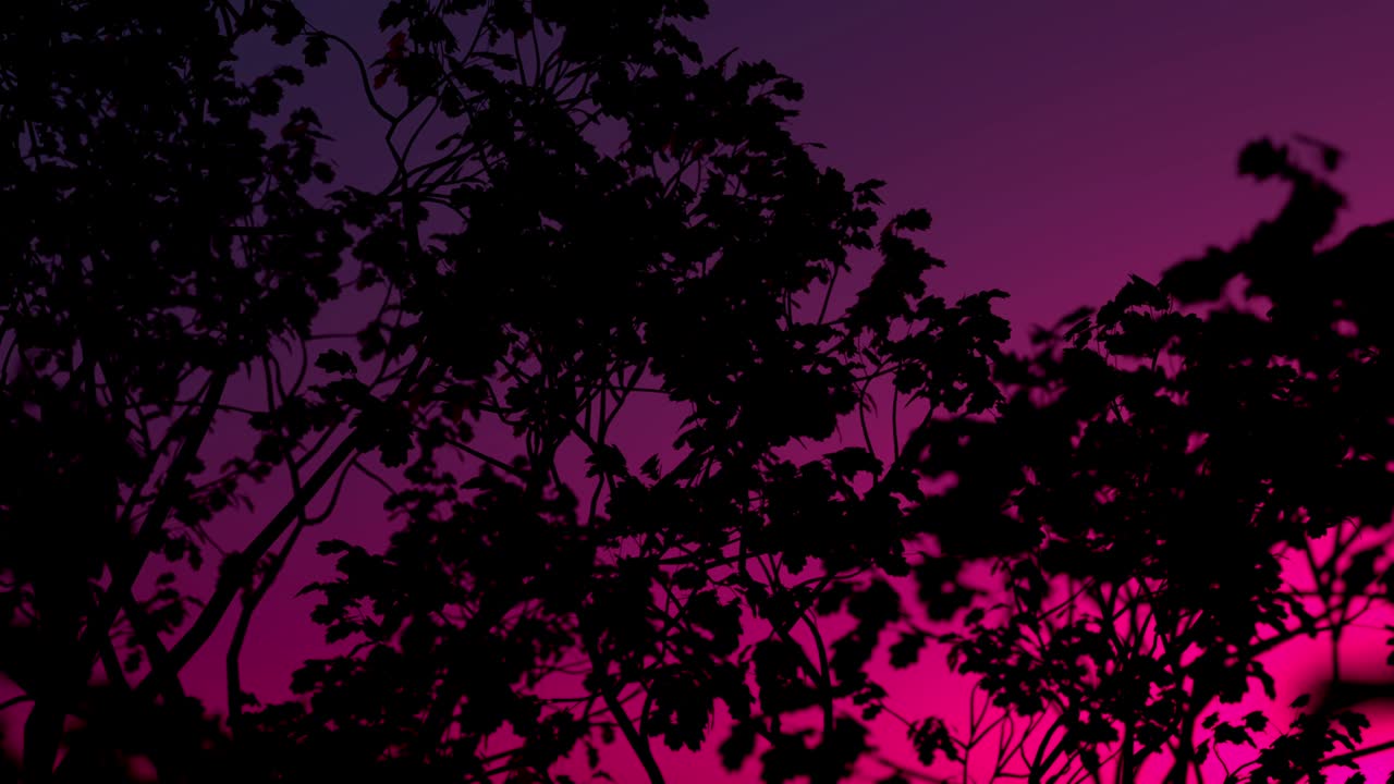 el telón de fondo del follaje del árbol de neón.