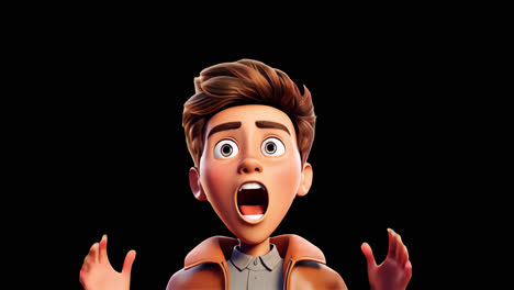 surprised animated character expression animation isolated asset, transparent 4k video, alpha