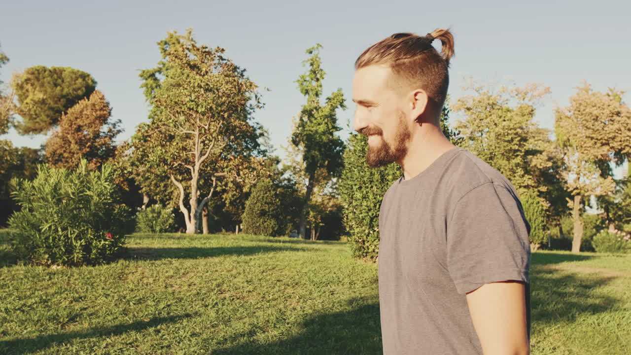 Man and Woman Enjoying a Sunny Day in the Park