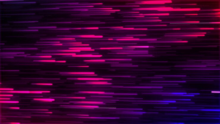 Animazione di scie luminose al neon blu e viola su sfondo nero
