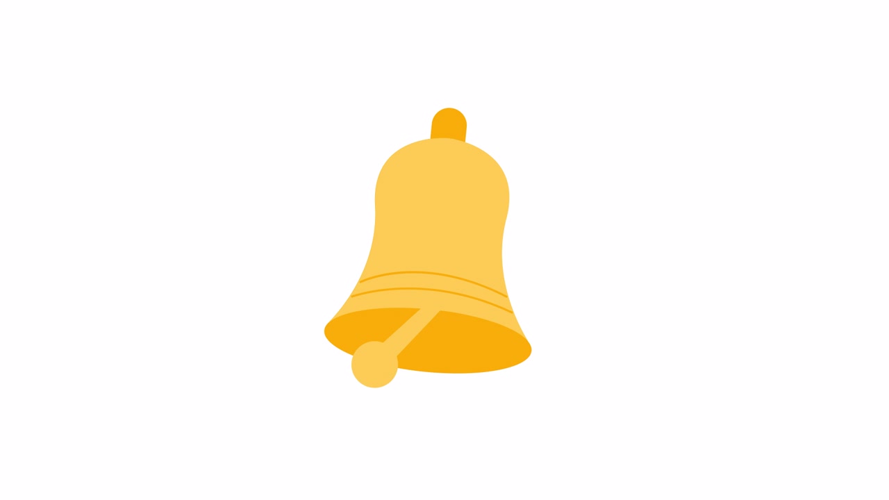 Campana d'oro animata che oscilla avanti e indietro