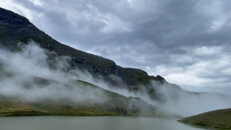 timelapse scenic, upstream cloudy storm preparing scary thunder in the french wild pyrenee mountain