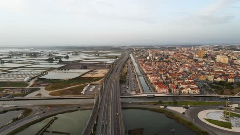 Imágenes-Aéreas-De-La-Ciudad-De-Aveiro,-Portugal