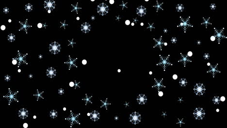 animation of snow flakes falling on black background