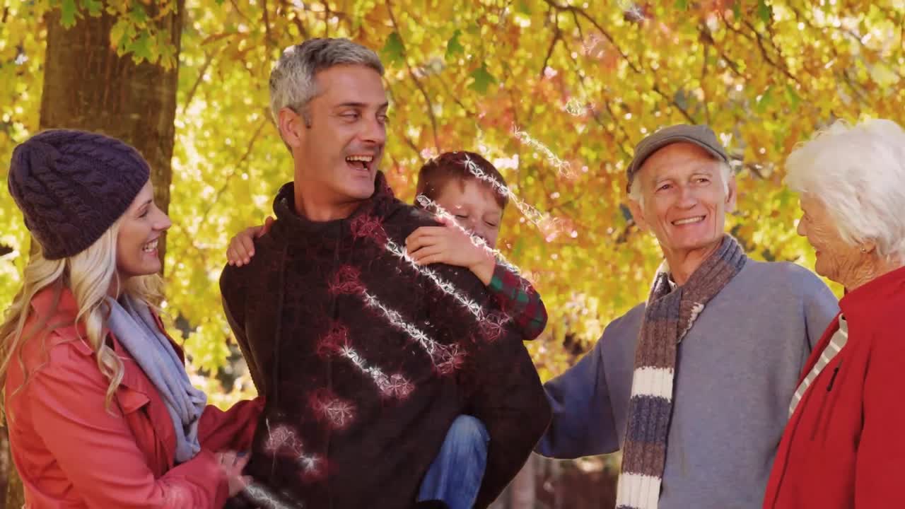 공원의 세 세대 백인 가족에 대한 dna 구조 회전