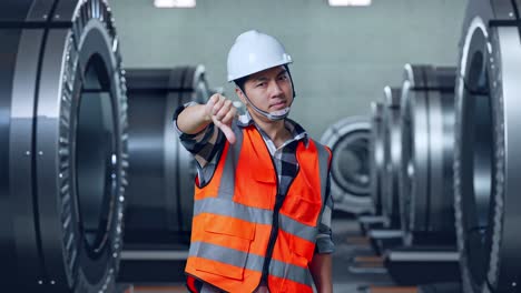 trabajador industrial que desaprueba