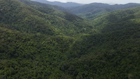 Paisaje-De-La-Selva-Tropical-De-La-Selva-De-Xishuangbanna-Yunnan-En-Las-Montañas-Chinas,-Aéreo
