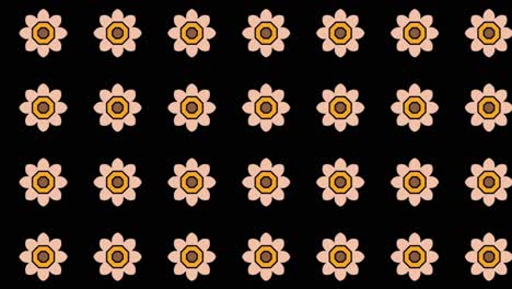 abstrakt, hintergrundanimation, scrollen nach rechts, orangefarbene blumen auf schwarzem hintergrund