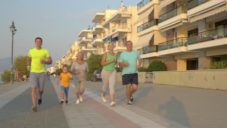 family evening jog on vacation