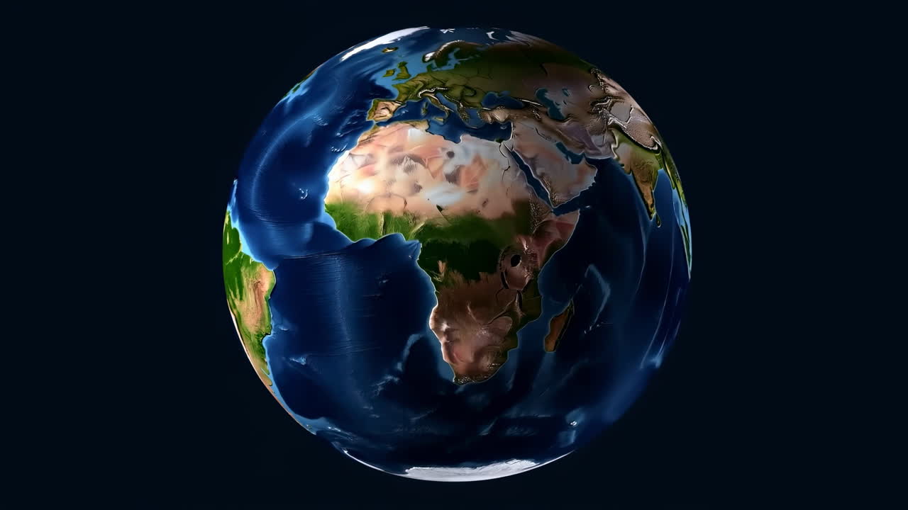 3D Render of Planet Earth Rotating in Dark Space