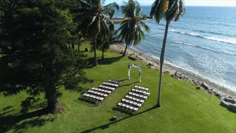 aerial ocean wedding ceremony venuedecor maui hawaii