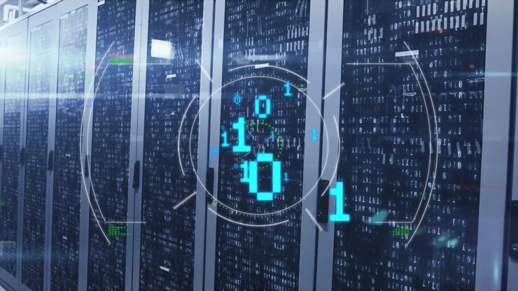 Animation of data processing over server room