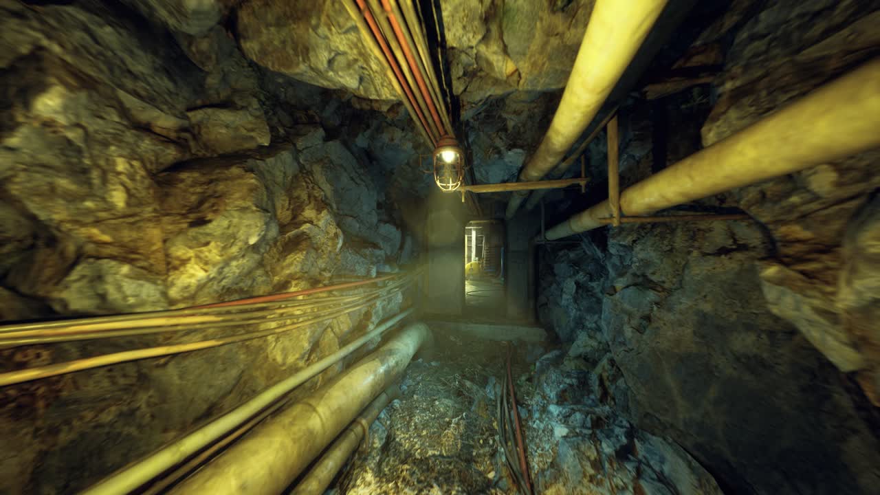 Overgrown control station beneath surface showing signs of neglect