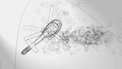 3d animation, an helicopter in sky with a flow of particles