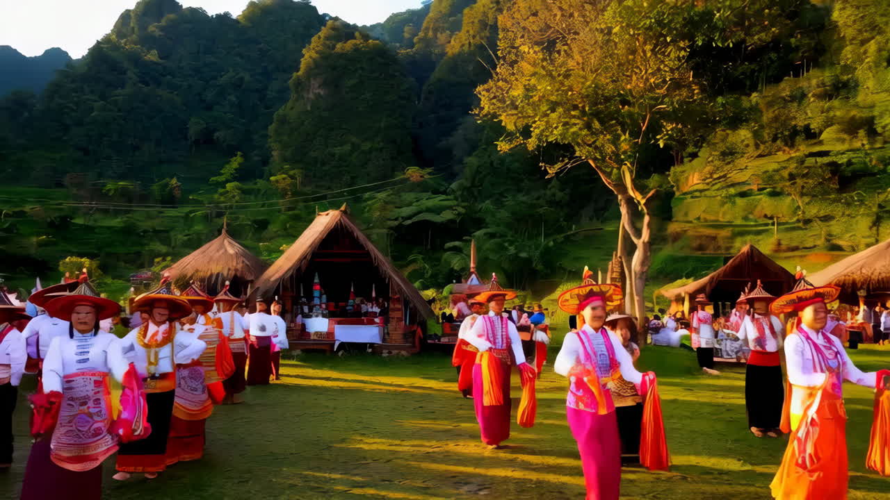 Traditional Indonesian Dance Performance in a Mountainous Village