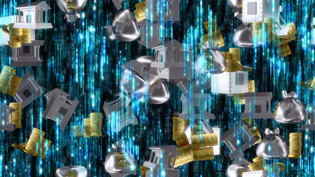 상징 금융 비즈니스 배경 루프 타일 회전