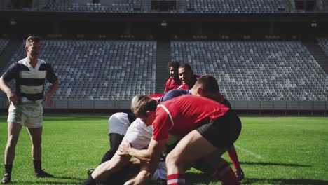 jugadores de rugby jugando un partido de rugby en el estadio 4k