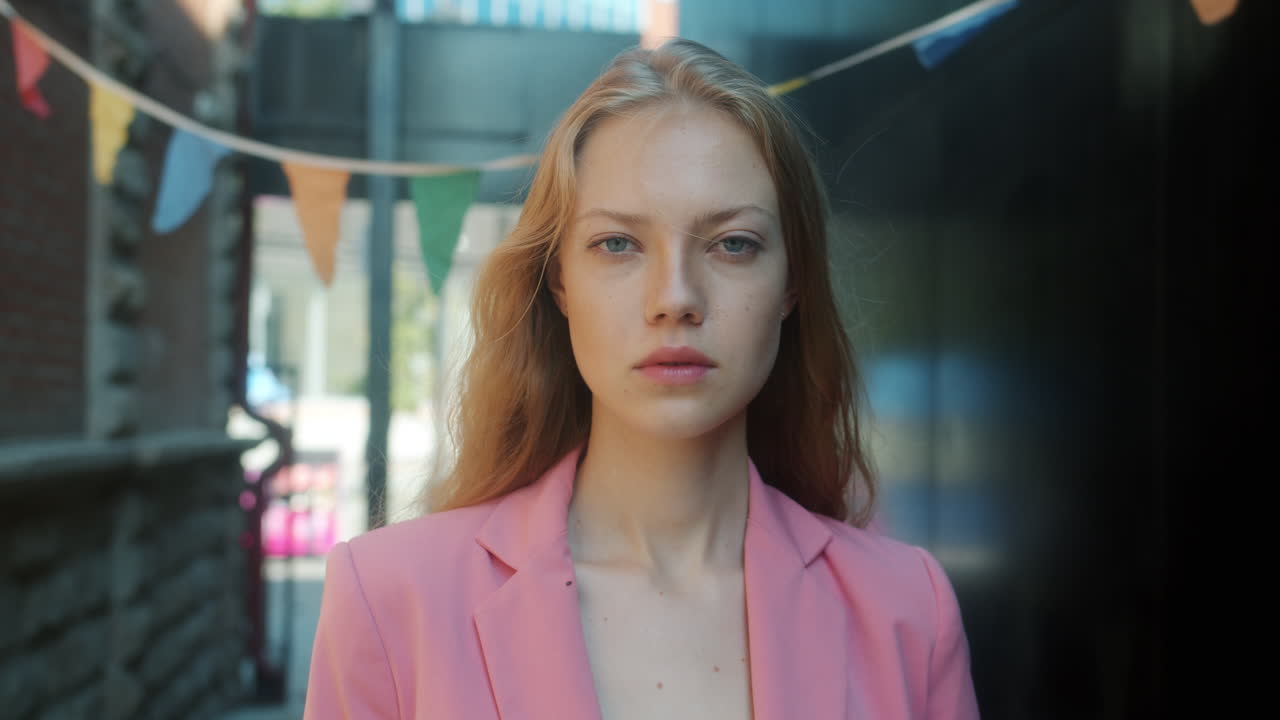 Woman in Pink Blazer