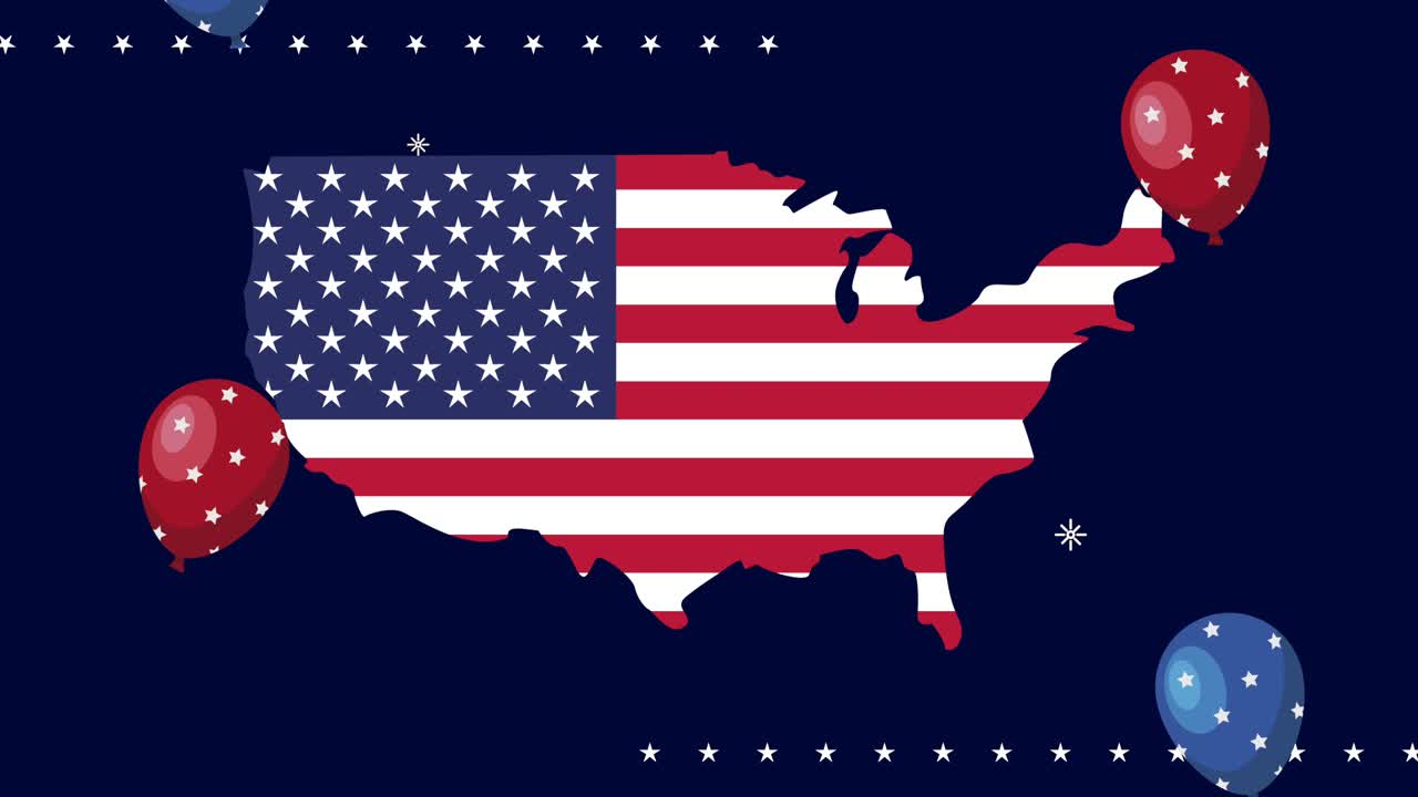 celebrazione USA con animazione della mappa degli USA