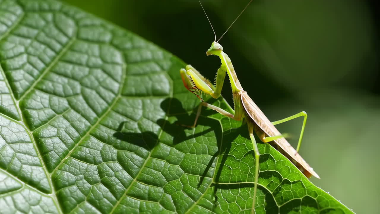 Green Mantis on a Leaf