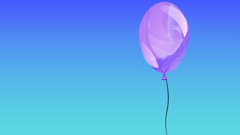 animação de balão roxo e espaço de cópia em fundo azul