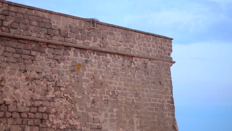 capturing of architecture details of brescou fort in cap d'agde, france. located on volcanic island