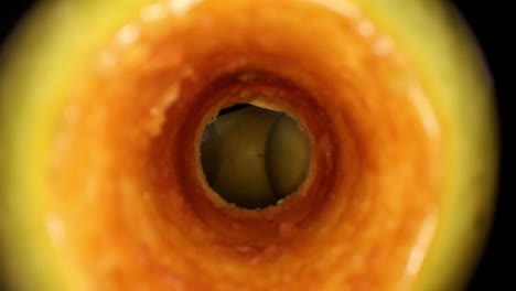 starting completely outside an isolated apple - then pushing into the interior of core