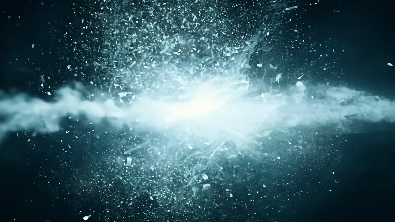 추상적인 폭발은 연기와 입자를 포함합니다.