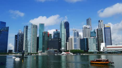 singapore skyline and view of skyscrapers on marina bay