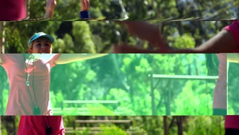 Female-trainer-assisting-women-while-exercising-in-the-boot-camp