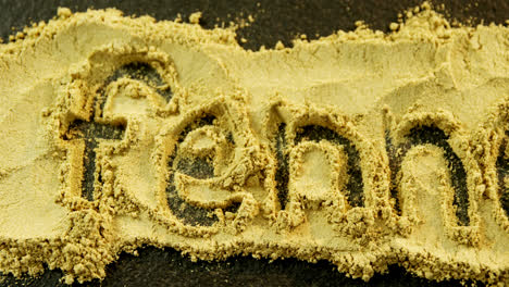 fennel powder forming text fennel on black background 4k