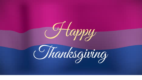 thanksgiving animation text on vibrant pink and blue gradient background
