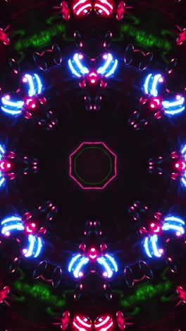 colorful circular pattern of lights. kaleidoscope vj loop vertical