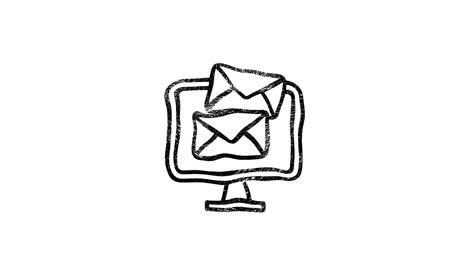 los medios sociales dibujan con la mano el diseño del icono aislado en un fondo oscuro. describe el icono de la web. gráficos en movimiento.