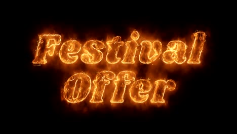 la palabra del festival es una oferta animada caliente que quema un bucle de llamas de fuego realista.