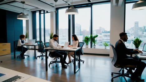 professionals collaborating and working in a modern office environment