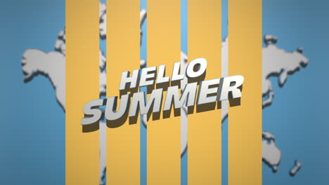 Hello-Summer-with-flying-airplanes-and-world-map-with-yellow-stripes