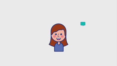 retrato de una chica de dibujos animados sonriendo burbuja de habla