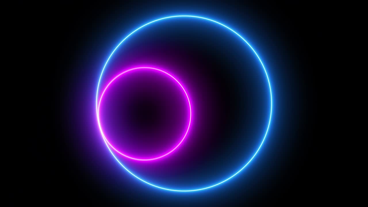 un círculo de neón girando dentro de otro círculo.