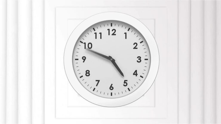 White clock moving fast on spinning white diamond pattern.