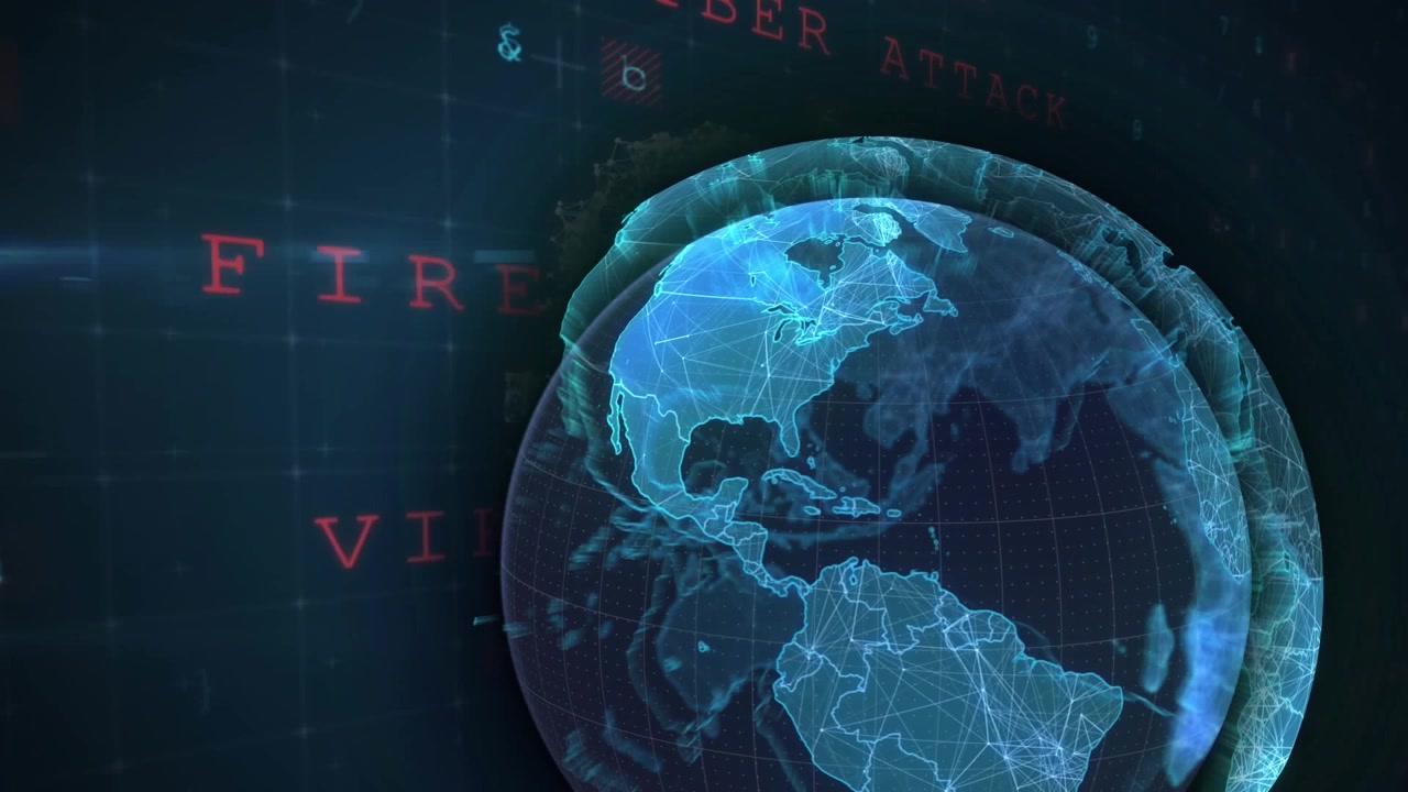 Animation of globe and virus warning data processing