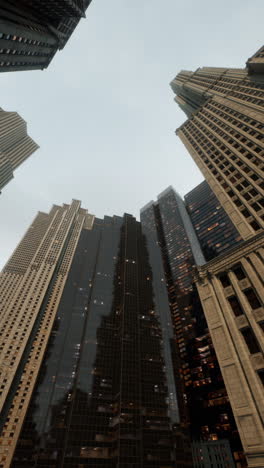 a low angle view of tall skyscrapers in a city