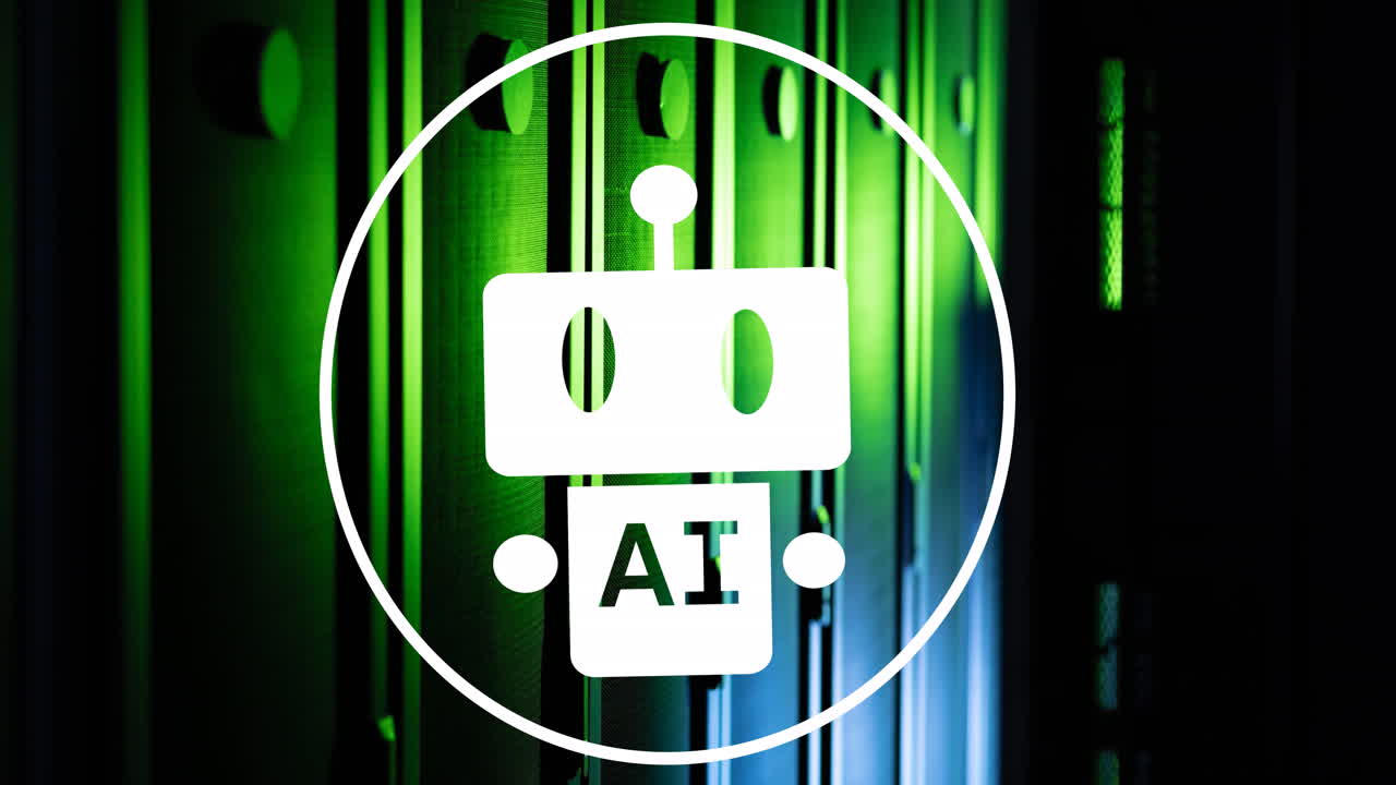 animación de todo el texto y el icono, procesamiento de datos a través de servidores informáticos